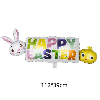 Cute Cartoon White Bunny Aluminum Foil Balloons Rabbit Happy Easter Party Decoration Supplies Children Favor Birthday Party Gift