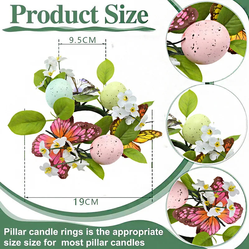 Candy Color Egg Candle Holder Flower Wreath Easter Party Decoration Desktop Home Centerpieces Table Arrangement Candles Wreath