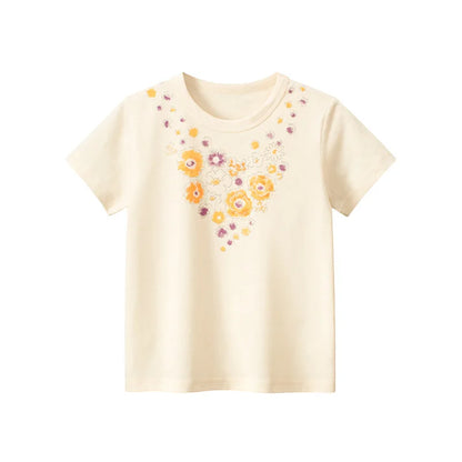 Short Sleeve Children Girl T-shirts Printed 2-8 Years Cotton Toddler Girl Tops Kids Baby Girl Tees Clothes