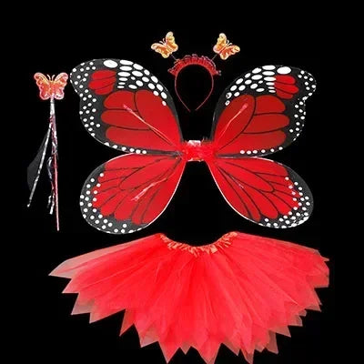 4Pcs Hot Sale Halloween Cosplay Fairy Angel Wings Insect Theme Costume For Kids Girls Butterfly Wings Costume Performance Dress