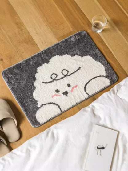 Soft Cartoon Imitation‑Cashmere Floor Mat for Bedroom, Bathroom & Home Décor