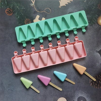8 Cavities Triangle Silicone Ice Cream Mold DIY Geometry Chocolate Cake Candy Jelly Ice Baking Mould Soap Candle Making Set Gift
