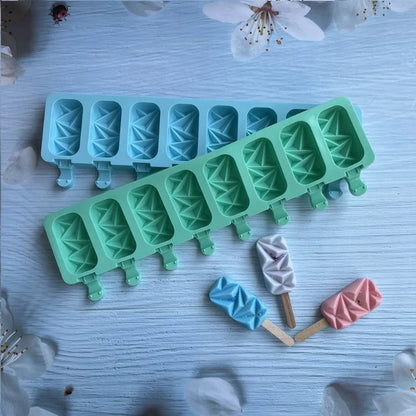 8‑Cavity Diamond Popsicle Silicone Mold – DIY Chocolate, Candy, Jelly & Ice Cream Baking Tray