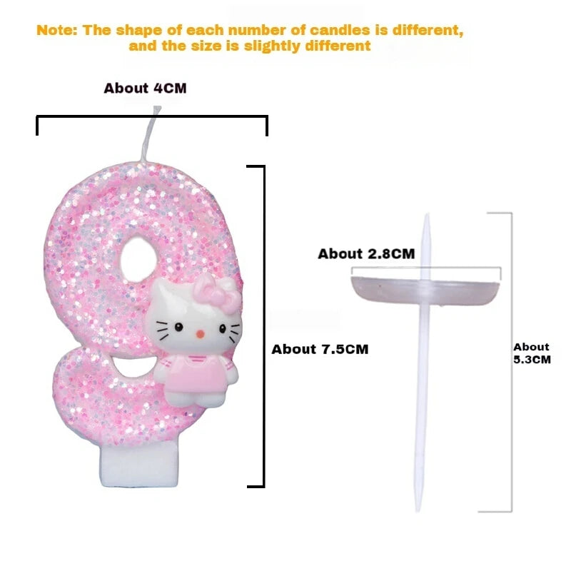 Sanrio Cute Hello Kitty Fun Digital Candles Creative Kawaii  Cartoon Pattern Party Decoration Supplies Birthday Cake Accessories