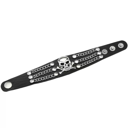 Punk Style Skull, Exaggerated Personality, Trendy Rivet Bracelet, Rock Pu Leather Bracelet, Halloween Gift