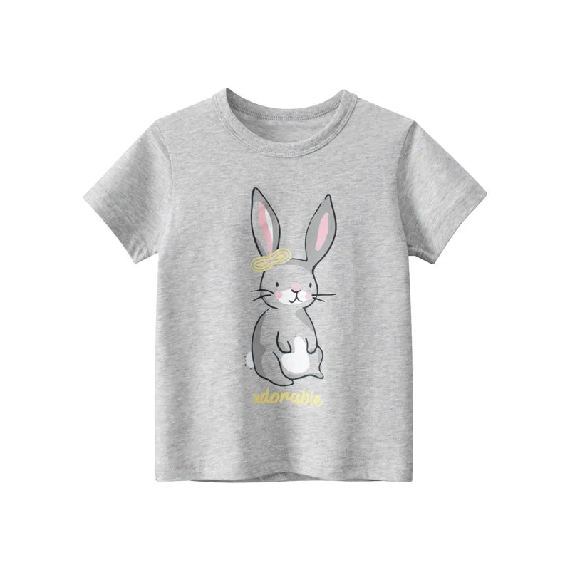 Short Sleeve Children Girl T-shirts Printed 2-8 Years Cotton Toddler Girl Tops Kids Baby Girl Tees Clothes
