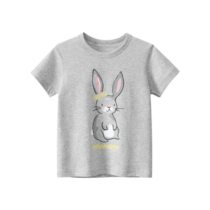Short Sleeve Children Girl T-shirts Printed 2-8 Years Cotton Toddler Girl Tops Kids Baby Girl Tees Clothes