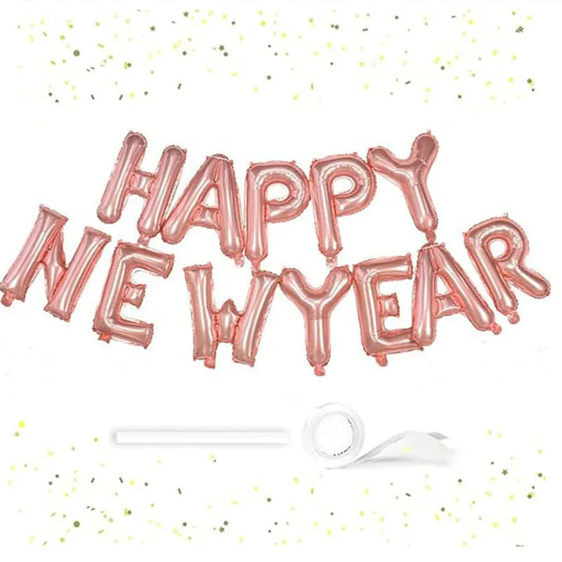 2026 New Year Foil Ballons Happy New Year Letter Banner Garland Party Decorations New Year Wine Bottle Star Round Photo Props