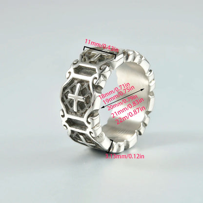 1PC Stainless Steel Vintage Punk Skull Cross Eagle Mens Ring Finger Jewelry Hip Hop Rock Culture Ring Unisex Male Party Ring