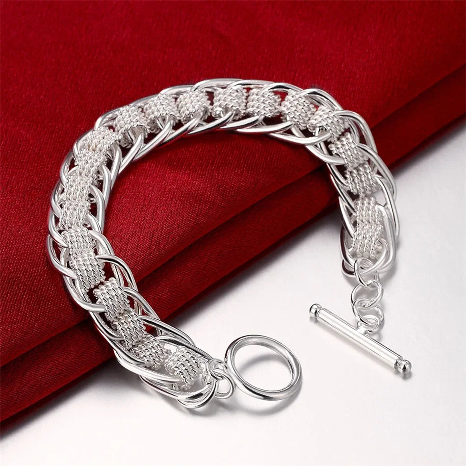 Fine 925 Sterling Silver Solid Chain Bracelet For Women Men Charm Party Gift Wedding party Fashion Jewelry