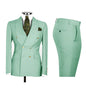 Chic Light Blue Double‑Breasted Groom Suit – Peak Lapel 2‑Piece Formal Wedding Tux Set