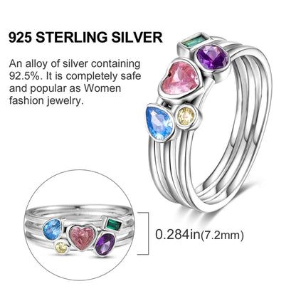 925 Sterling Silver Ring – Colorful Cubic Zirconia Women’s Wedding & Engagement Jewelry