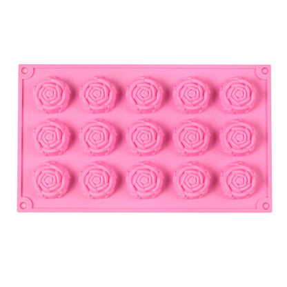 15 Cavity Rose Mold Silicone Chocolate Candy Mold DIY Dessert Pudding Cake Decoration Mould Rose Shape Ice Cube Making tools