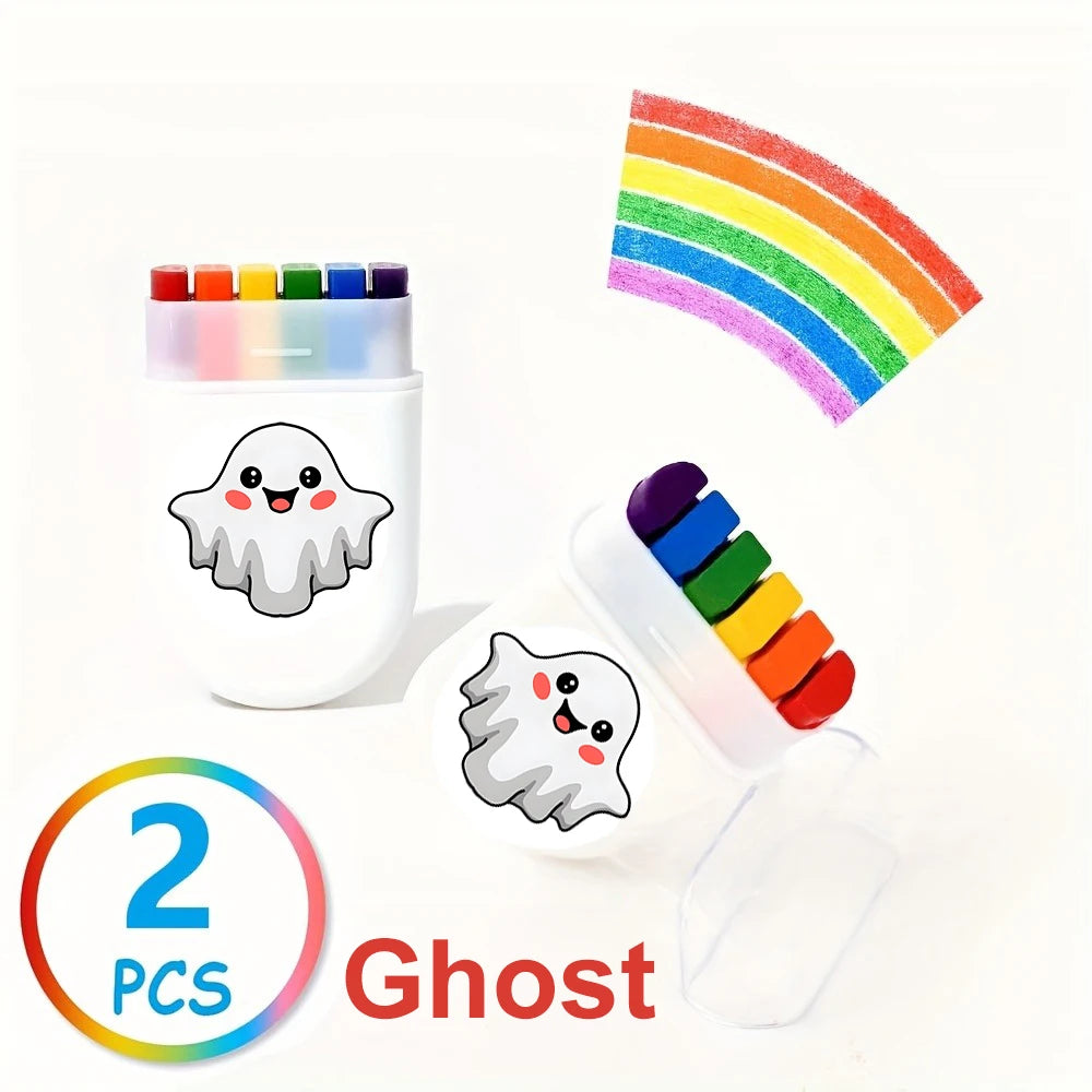 2 Pcs Rainbow Crayon Paint Color Set - Birthday Party Colorful Theme Oil Pastel Accessories, Family Christmas Halloween Gift