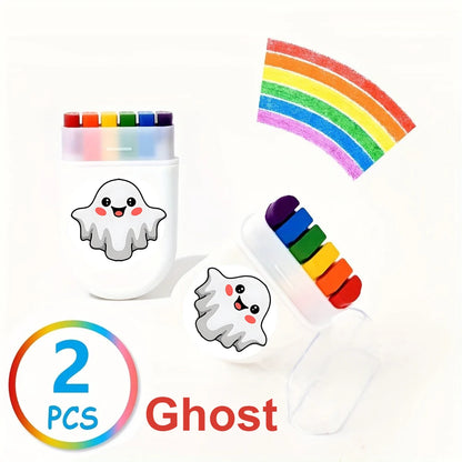 2 Pcs Rainbow Crayon Paint Color Set - Birthday Party Colorful Theme Oil Pastel Accessories, Family Christmas Halloween Gift