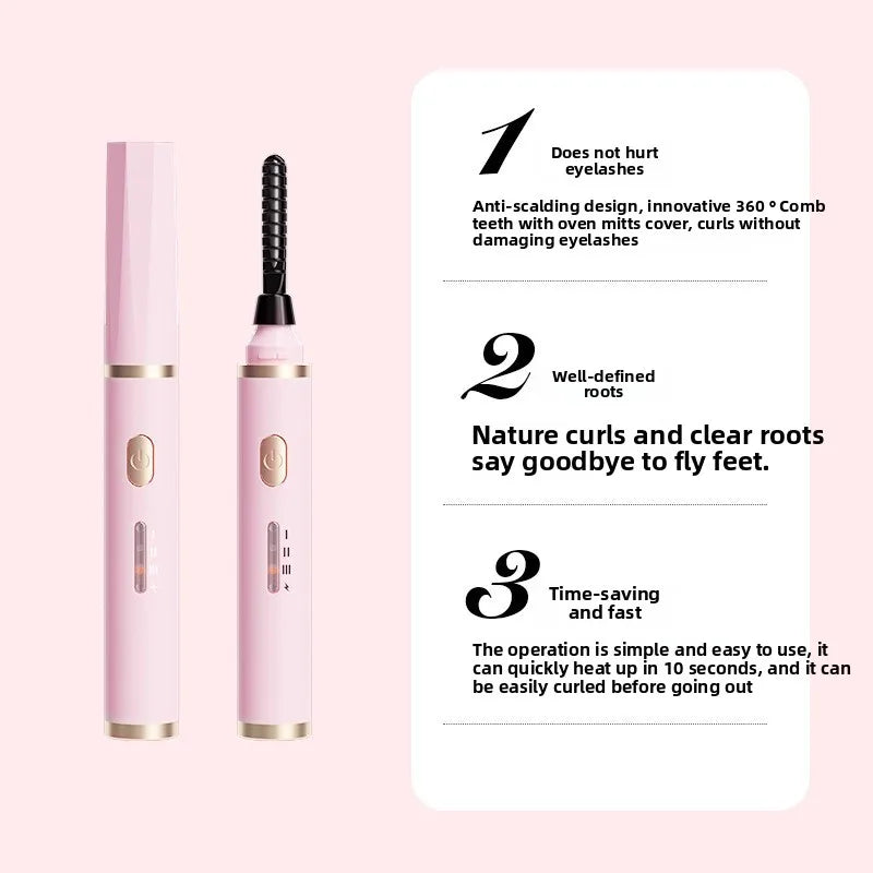 Portable USB‑Rechargeable Heated Eyelash Curler · Quick‑Heat, Long‑Lasting Lift for Women