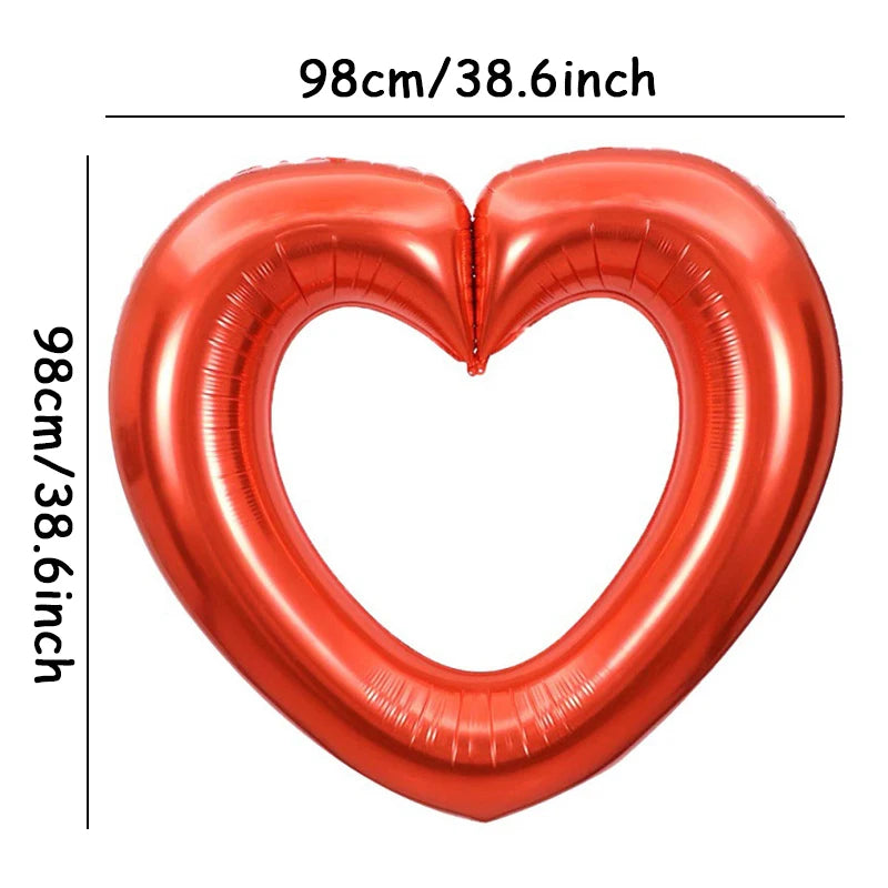 1pc Polychrome 40inch Heart Balloon Large Size Wedding Decor Bride To Be Photobooth Props Balloon Valentine's Day Party Decor