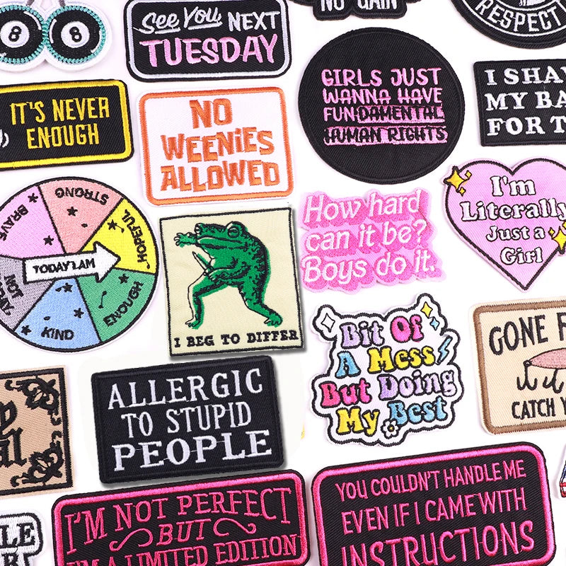 Letter Embroidered Patch Cartoon/Personality Letter Slogan Patch Iron On Patches For Clothing thermoadhesive Patches Sew Badges