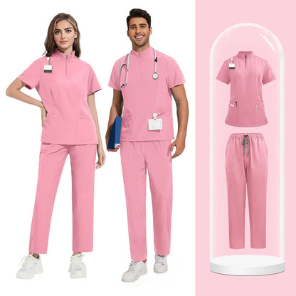 New Unisex Hospital Scrubs Sets Men Medical Uniforms Doctors Nurses Accessories Dental Clinic Salon Workwear Surgical Clothes