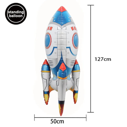 Large Standing Astronaut Balloon Rocket Balloon Outer Space Galaxy Theme Birthday Party Decoration