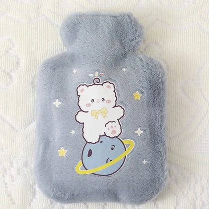 Cute Cartoon Plush Hot Water Bottle: Rabbit and Bear Designs, Velvet, Portable Hand Warmer for Women/Men