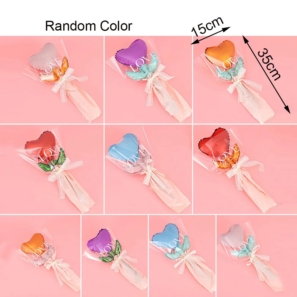 0/30/50pcs Mini Love Flower Balloons – Bouquet‑Style Heart Balloons for Valentine’s Day, Mother’s Day & Wedding DIY Decor
