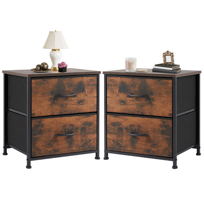 Nightstand  Storage  For Bedroom with 2 Fabric Drawers JHK