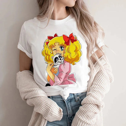 Candy Cartoon Print Streetwear T-shirt Harajuku Clothes Fashion Girls T Shirt Short Sleeve Summer Tee Casual Female O-Neck Top