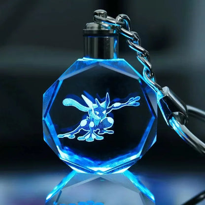 Pokemon Cartoons Anime Figure Pikachu Charizard Mewtwo Eevee Crystal  Collection Luminous Keychain Pendant Model  Kids Toy Gift