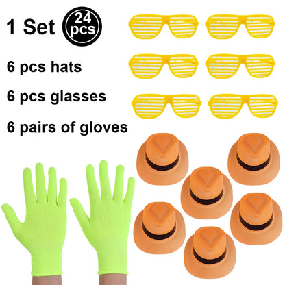 UV Neon Glow Party Hats – Blacklight Fluorescent Plastic Hats for Kids & Adults
