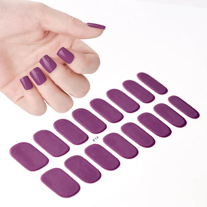 16‑Piece Semi‑Cured Gel Nail Wrap Set – French Pure Color UV Gel Polish Strips, Long‑Wear Nail Extension Decals