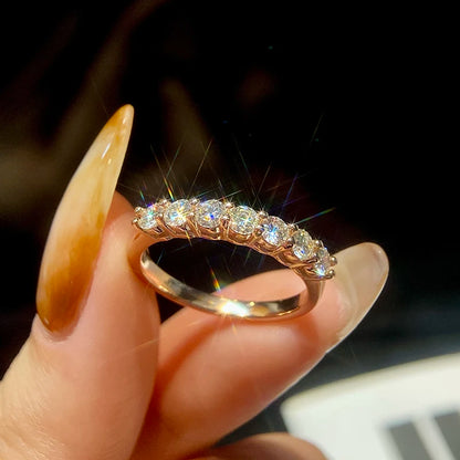 Moissanite Ring 925 Sterling Silver Diamond Eternity Band Engagement Wedding Rings for Women Luxury Quality Jewelry