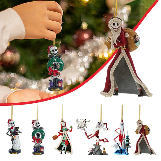 Disney Movie Nightmare Before Christmas Doll Acrylic Model Pendant Cartoon Jack Sally Toys Xmas Tree Ornaments Kids Charm Gift