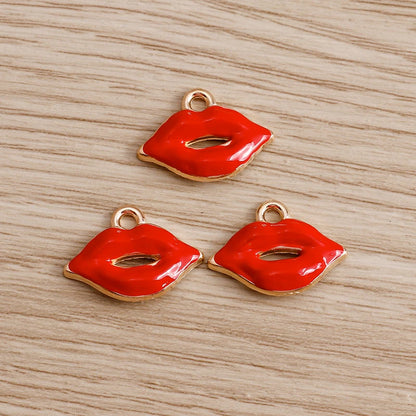 10pcs Mix Cute Enamel Women Lips Lipstick Charms Pendants for Jewelry Making Earrings Necklace Bracelets DIY Crafts Supplies