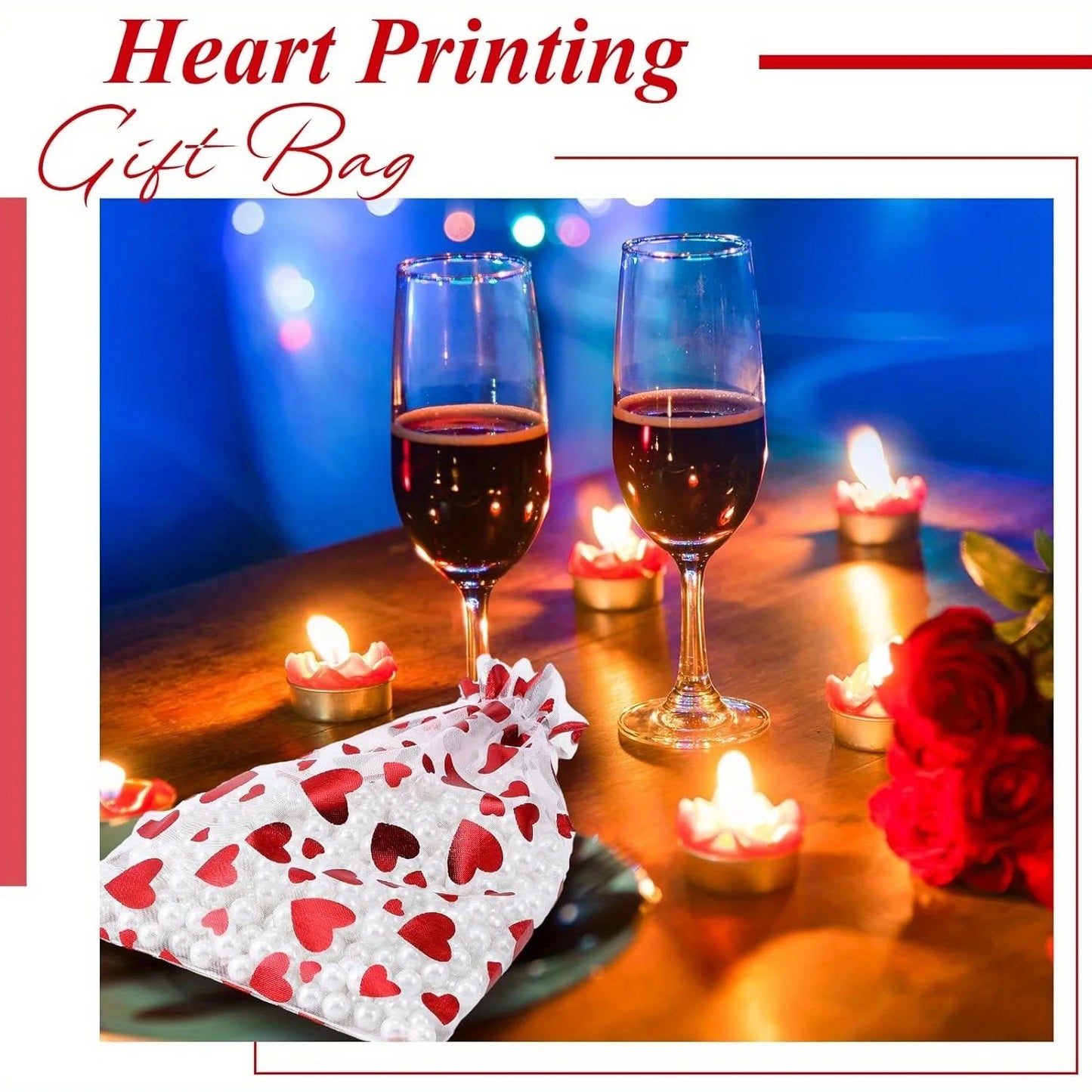 100PCS Valentine’s Organza Drawstring Bags – Mini Jewelry, Candy & Party Favor Pouches