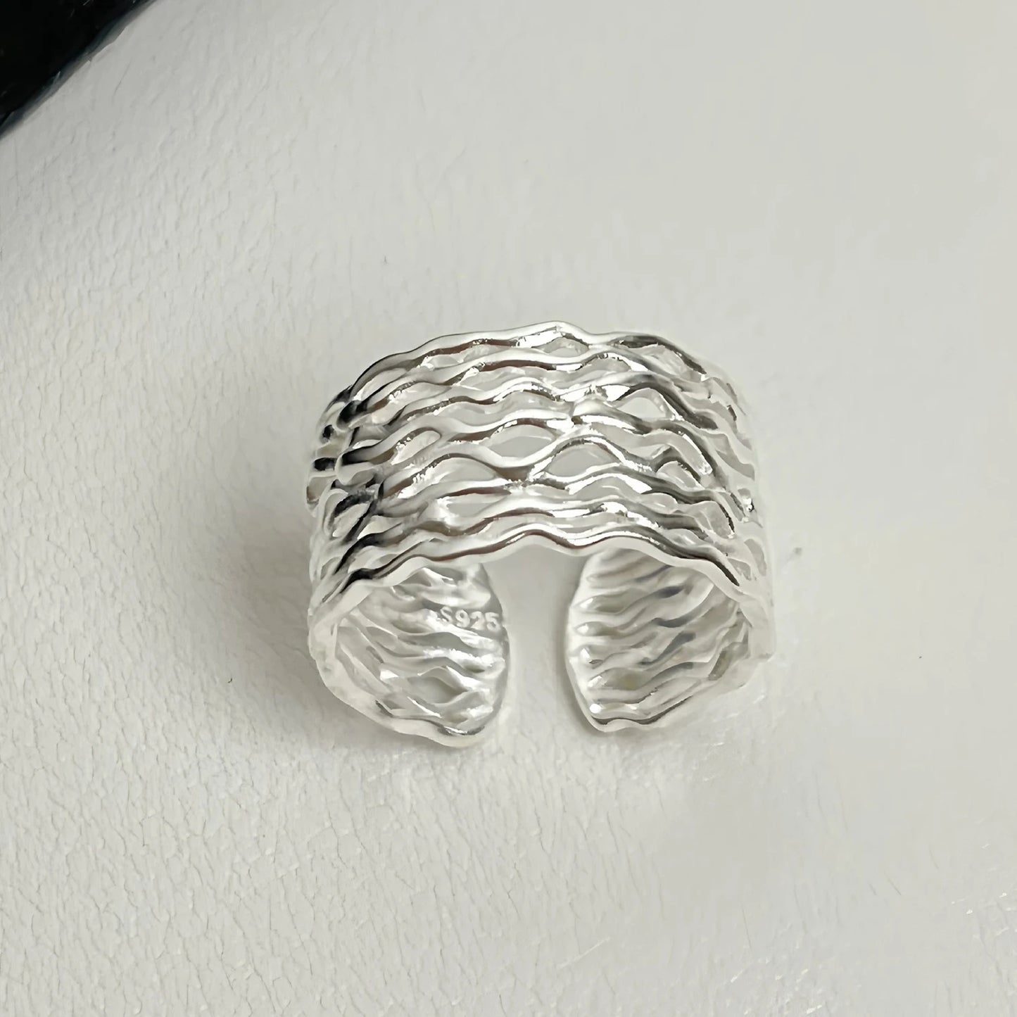 925 Sterling Silver Rings For Women Men Fine Jewelry Finger Adjustable Open Vintage Chain Ring