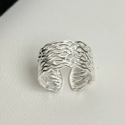 925 Sterling Silver Rings For Women Men Fine Jewelry Finger Adjustable Open Vintage Chain Ring