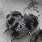 Punk Leopard Print Rivet Cross Keychain – Cool Grunge Rock Heart Bag Charm & Gothic Accessory