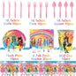 Cartoon Rainbow Doll High School Theme Background Birthday Party Decoration Supplies Disposable Cup Cutlery Balloon Baby Gift