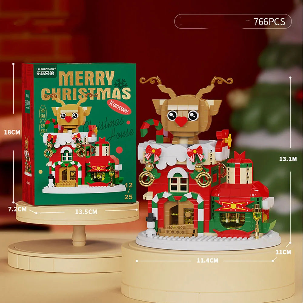 Christmas Micro Building Block Series Santa Claus Reindeer Puzzle Assembling Bricks Table Decoration