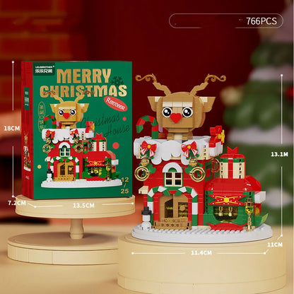 Christmas Micro Building Block Series Santa Claus Reindeer Puzzle Assembling Bricks Table Decoration