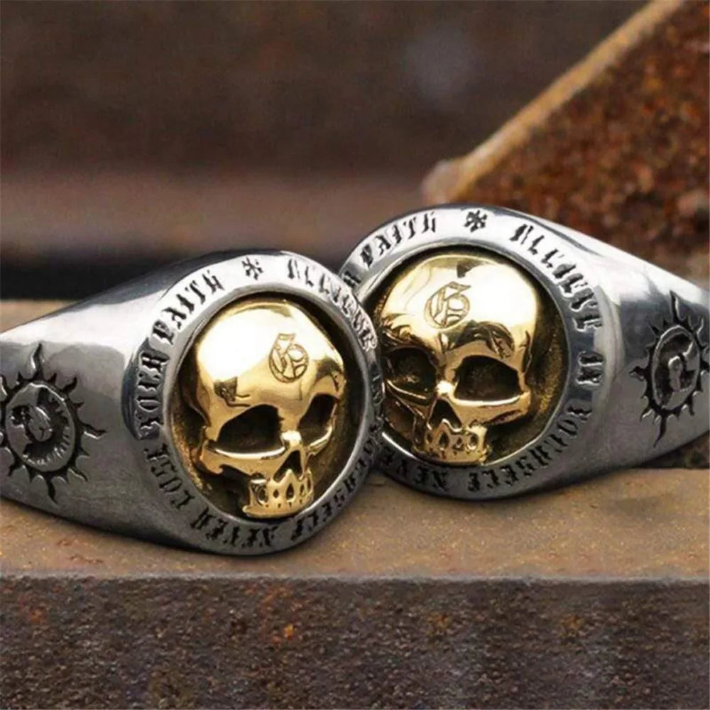 Classic Minimalist Vintage Skull Punk Rock Hip Hop Trend Men's Ring Boys Birthday Street Niche Party Birthday GiftBanquetJewelry