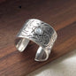 925 Sterling Silver Rings For Women Geometric Fine Jewelry Adjustable Simple Wide Black Stone Retro Ring For Party Birthday Gift