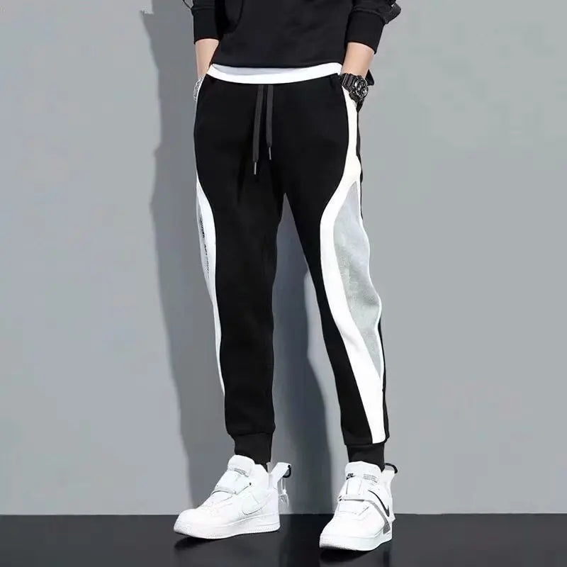 Men's Sports Pants Spring Loose Fitting Leggings Patchwork Running Training Casual Pants