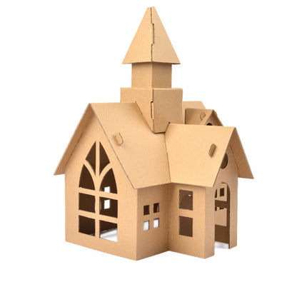 Christmas Paper House DIY Painting Corrugated Board Villa Manor Castle Set Xmas Party Birthday Decoration Kids Gift Home Supply