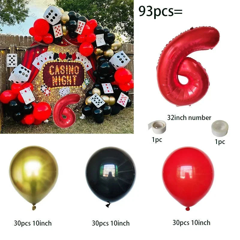 93pcs Cube Balloons Dice Playing Cards Foil Ballon Casino Theme Party Adult Birthday Decor Las Vegas Party Poker Theme Party