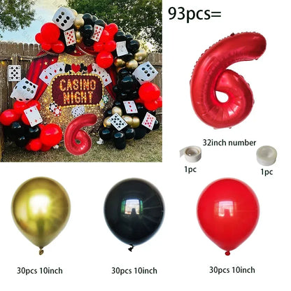 93pcs Cube Balloons Dice Playing Cards Foil Ballon Casino Theme Party Adult Birthday Decor Las Vegas Party Poker Theme Party