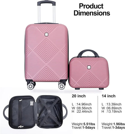 Luggage Sets 2 Piece Suitcase Set ABS Hardside Luggage with Spinner Wheels,Carry On Luggage with TSA Lock(14/20)