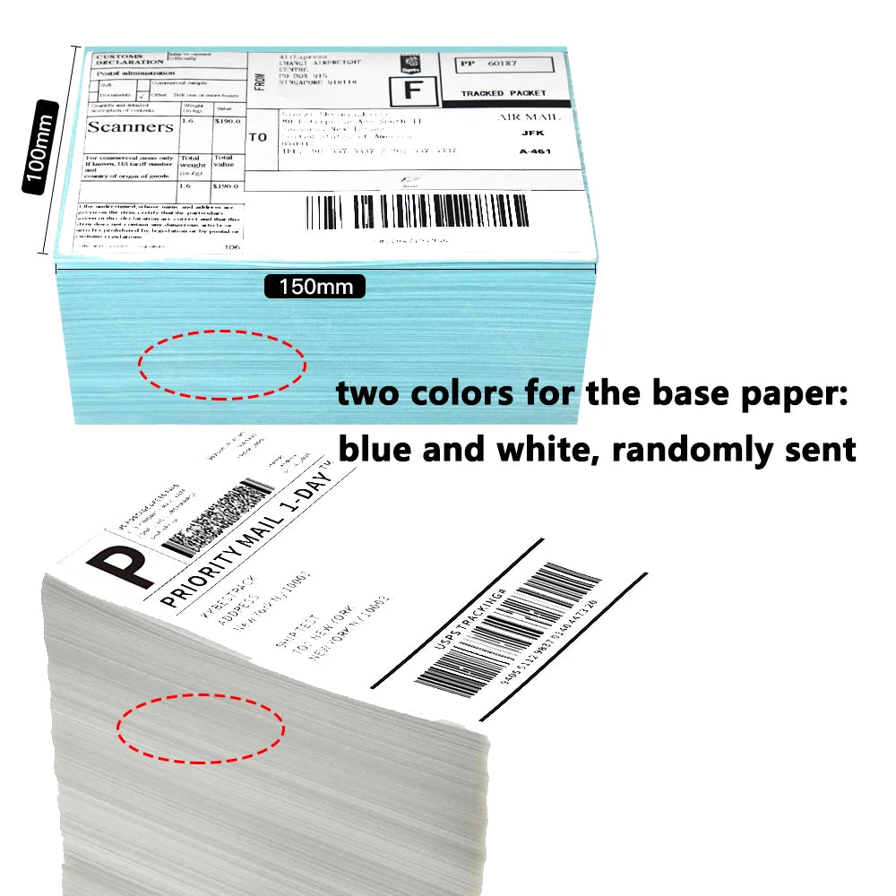 4"x6" Thermal Label Paper 100x150mm 100 Sheets/Stack Adhesive Stickers For Thermal Shipping Labels DHL UPS Express Barcode Label