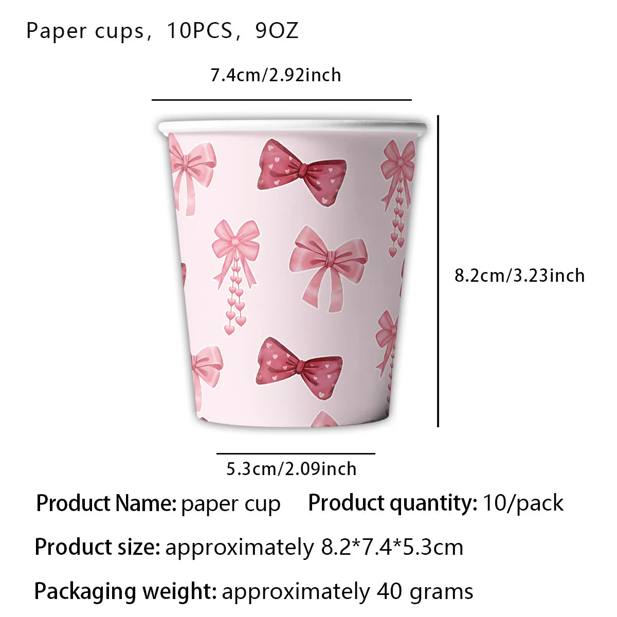 Pink Bow Birthday Theme Party Set Disposable